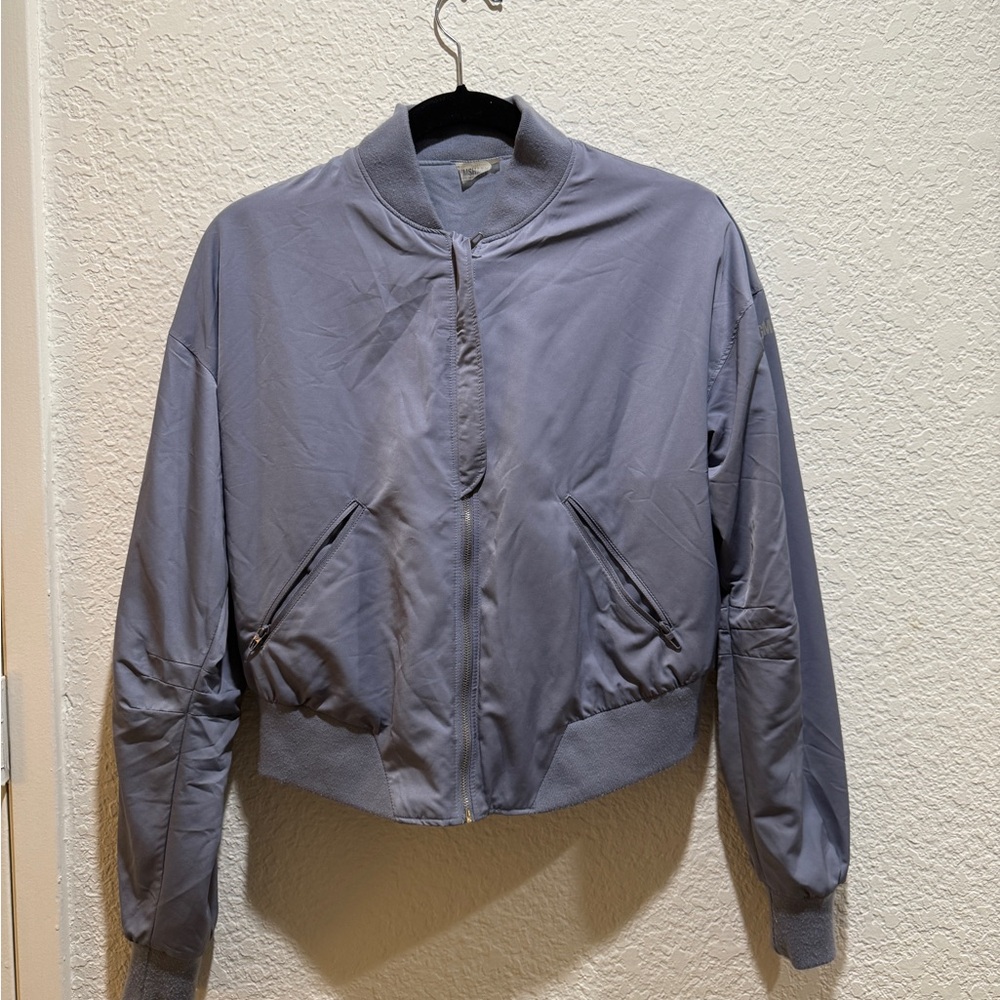 Gymshark Gray Bomber Jacket with Ribbed Details